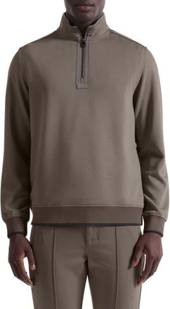 Bugatchi Soft Touch Quarter Zip in Walnut at Nordstrom, Size Xx-Large