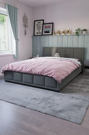 Home Discount Vida Designs Vanita Bed Frame Linen Fabric UKFR Storage Furniture in Dark Grey | Size: Double