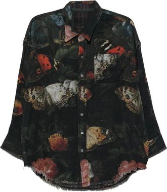 R13 Camicia Reversibile con Scollo Drop e Cuciture Sfilacciate - - Blouses & Shirts - Donna - Nero - M