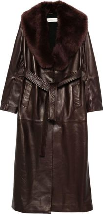 Nour Hammour Dakota Belted Coat - Womens - Cupro/Lamb Shearling/Viscose/Lambskin