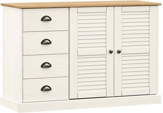 vidaXL Sideboard with Drawers vigo 113x40x75 cm White Solid Wood Pine Vidaxl