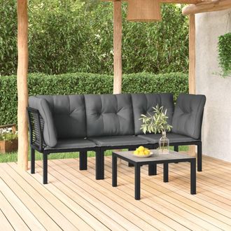 vidaXL Set De Muebles De Jard&iacute;n 4 Piezas Rat&aacute;n Sint&eacute;tico Negro Y Gris Vidaxl