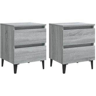 vidaXL Bed Cabinets with Metal Legs 2 pcs Grey Sonoma 40x35x50 cm Vidaxl