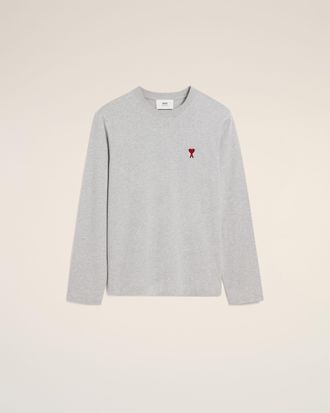 Ami Grey Cotton Ami de Coeur Long Sleeves T-Shirt Grey - XXS - Unisex