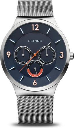 Bering Klassiek Milanese Zilveren Quartz Horloge - Heren - Horloges - Blauw - ONE Size - Accessoires