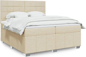 vidaXL Vidaxl - Cama Box Spring Con Colch&oacute;n Tela Color Crema 200x200 Cm
