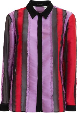 Versace Silk Fringed Striped Shirt Size S