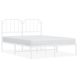 Berkfield Home Metal Bed Frame with Headboard White 135x190 cm Double