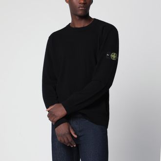 Stone Island Maglione girocollo nero in lana
