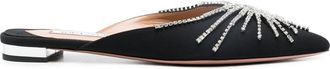 Aquazzura Sunshine crystal-embellished flat mules - women - CALFSKIN/Goat Skin/Crystal/Viscose - 36.5 - Black