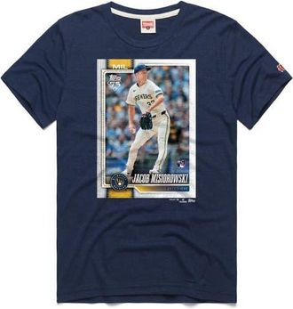 Homage Mens Homage Jacob Misiorowski Navy Milwaukee Brewers Topps Baseball Card Tri-Blend T-Shirt at Nordstrom, Size Xx-Large