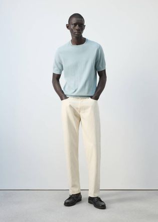 Mango Maglietta maglia sottile 100% cotone verde acqua - Uomo - XXL - MANGO MAN