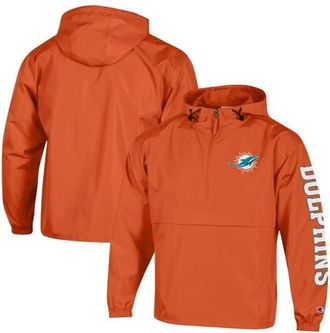 Champion Mens Champion Orange Miami Dolphins Packable Hooded Windbreaker Half-Zip Jacket at Nordstrom, Size Xx-Large
