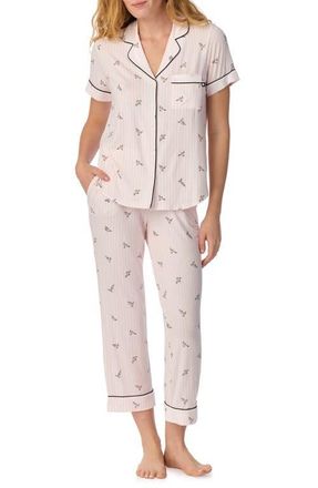 Kate Spade New York print crop pajamas in Pink Stripe at Nordstrom, Size X-Large
