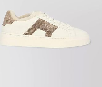 Santoni leather rhinestone-embellished low-top sneakers