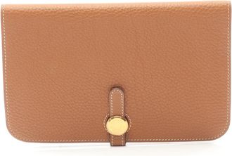 Herm&egrave;s Brown Taurillon Clemence Leather Long Wallet (Bi-Fold) (Pre-Owned)