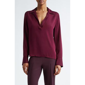 Vince Silk Blend Polo Shirt in Cherry Wine at Nordstrom Rack, Size Small