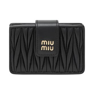 Miu Miu Matelass&eacute; Nappa Leren Kaarthouder - Dames - Portefeuilles - Zwart - ONE Size - Accessoires