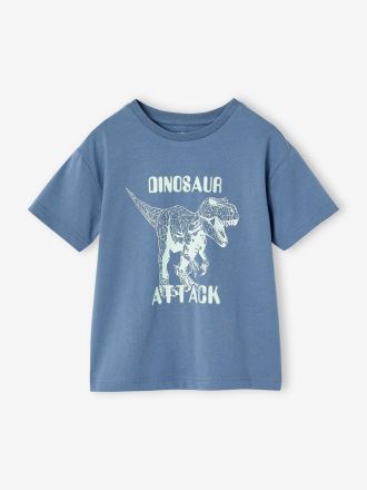 Vertbaudet Jungen T-Shirt mit Dino, Recycling-Baumwolle jeansblau