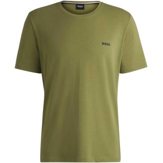 HUGO BOSS Heren T-shirt met ronde hals en korte mouwen in mix-and-match-stijl (Midden Groen)