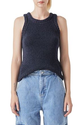 Grey Lab Ribbed Sleeveless Sweater in Navy at Nordstrom, Size Medium