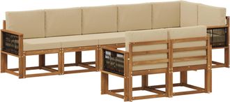 vidaXL Conjunto De Sof&aacute;s De Exterior 8 Uds. Natural Y Beige Poli&eacute;ster Vidaxl