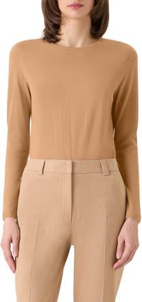 Akris Fine Cashmere & Silk Sweater in Camel at Nordstrom, Size 12