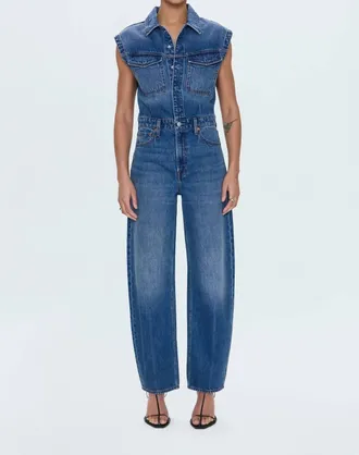 Pistola Denim Ace Barrel Leg Jumpsuit In Blue