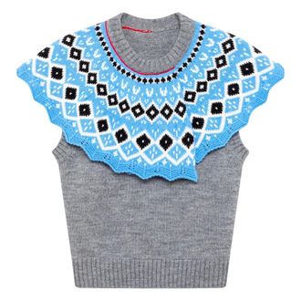 Msgm Jersey con cuello de capa Fair Isle - Knitwear - Mujer - Gris - S
