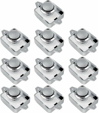 OEM 10 Pezzi Serratura A Pulsante Sa Rv Cassetto Armadio Maniglia Porta Camper Roulotte (argento 10 Pezzi)