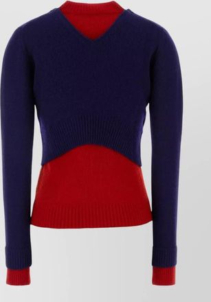 Jil Sander wool blend sweater layered crew neck