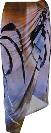 Louisa Ballou Gedrukte Midi Rok met Metalen Detail - Dames - Midirokken - Veelkleurig - M - Rokken
