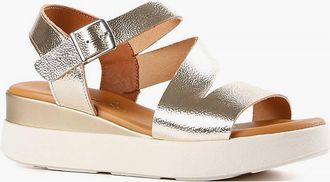 All Black Womens Buckle Lady Platform Sandal In Gold