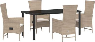 vidaXL Garden Dining Set with Cushion 5 pcs Beige Poly Rattan vidaXL