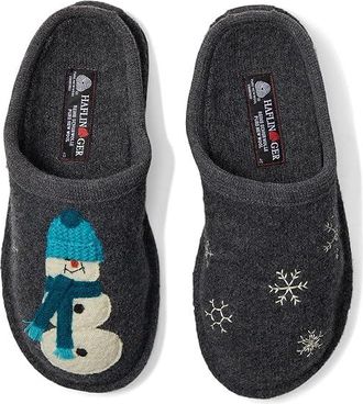 Haflinger Snowman Womens Slippers Grey : EU 42 (US Womens 11) B - Medium, Wool