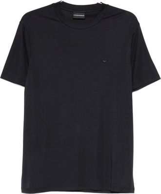 Emporio Armani Tops, Heren, Blauw, XL, T-shirt met logo-detail