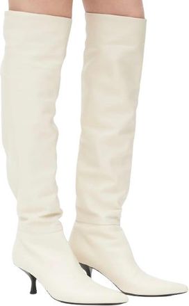 The Row Cream Calfskin Bourgeoisie Over-the-Knee Boots Size 39.5
