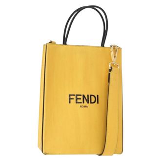 Fendi Pack Shopping Tote Leather Yellow Leather Handbag (Pre-Owned)
