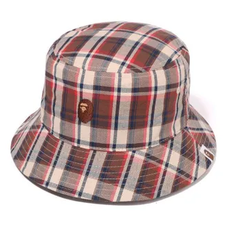 A Bathing Ape Mini Bape Check Bucket Hat Red 1J30-181-001-RED