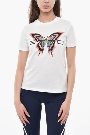 Etro Crewneck T-Shirt BUTTERFLY With Print And Embroidery size Xs