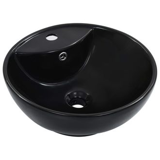 Berkfield Home Wash Basin with Overflow 46.5x18 cm Ceramic Black