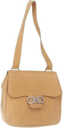 Ferragamo Pre-owned Shoulder Bag - Dames - Vintage Schoudertas - Beige - ONE Size - Leer - Vintage