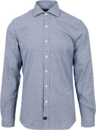 Fay Gestreept Shirt - Heren - Casual Overhemden - Blauw - 2XL - Katoen - Overhemden