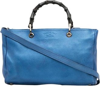 Gucci Bolso Tote Shopper Mediano de Piel de Bamb&uacute; Pre-owned - Pre-owned - Mujer - Azul - ONE SIZE