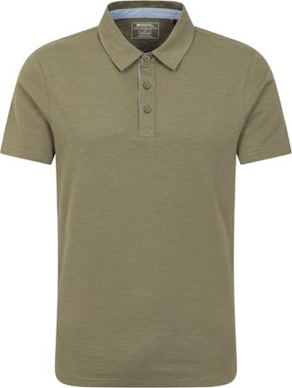 Mountain Warehouse Hasst II Mens Polo - Cotton Casual Tee Shirt with Button Neck- for Spring Summer, Outdoors, Holiday, Walking & Hiking Green 4XL