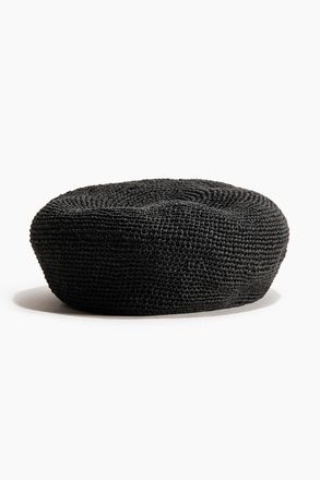 H&M Baskenm&uuml;tze aus Stroh - Schwarz