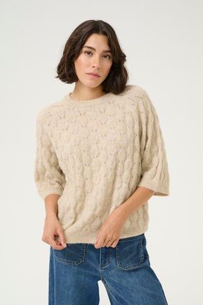 Kaffe Malene Half Sleeve Round Neck Pullover in Feather Gray Melange at Nordstrom, Size X-Large
