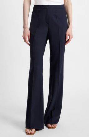 Santorelli Bethany Flared Pant in Virgin Wool Stretch in Midnight at Nordstrom, Size 10
