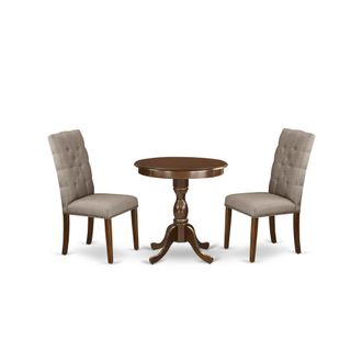 East West Furniture ESEL3-MAH-16 - 3-Pc Modern Dining Table Set - 2 Dining Padded Chairs and 1 Kitchen Table (Mahogany Finish)