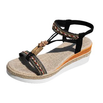 Generic Thick Soled Wedge Heeled Womens Shoes Fashionable Braided Straps Cute Sandals for Women Casual Bohemian Platform Sandals Wedge Sandal Dressy Summer (8